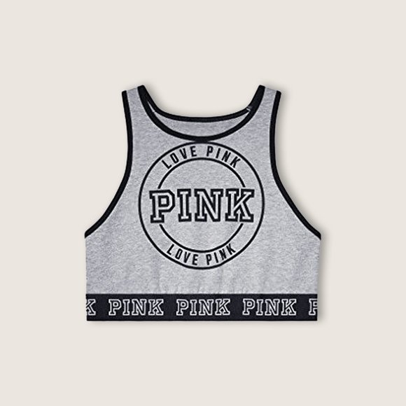 VS PINK • Grey + Black Sports Bra • Racer Back - Picture 1 of 10